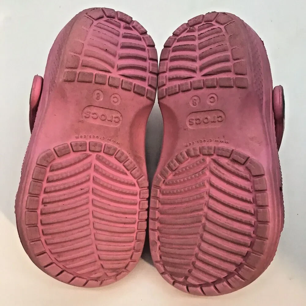 Crocs Iconic Comfort Clogs Unisex Childs C 8 Pink Jibbitz Waterproof Sandals